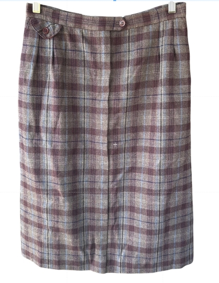 Sz 14 VTG USA Union Made Wool Plaid Midi Skirt JH Collectibles Academia Skirt 70 - Picture 1 of 7